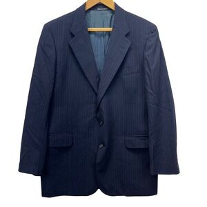 Daks London New York Wool Blazer VTG Mens Navy Pinstripe Suit Jacket 44R USA